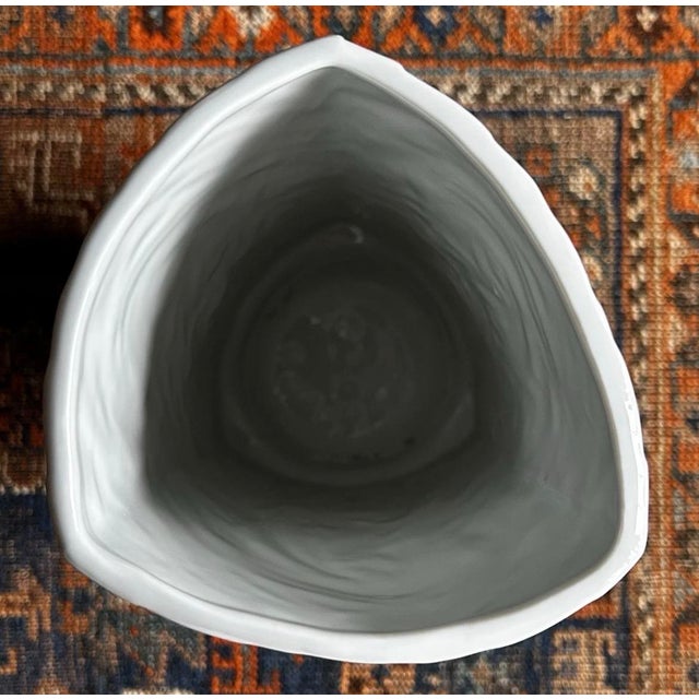 Vintage Naaman White Porcelain Triangular Modern Vase For Sale - Image 10 of 12