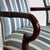 Pair of Vintage Upholstered Queen Anne Style Striped Armchairs With Shell Carving For Sale - Image 14 of 17