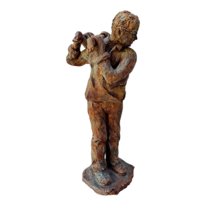 Mid 20th Century Kay Henkel Figural Sculpture Signed Ceramic Patinated Expressionist Figure