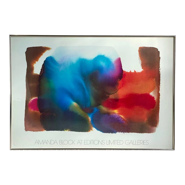 Amanda Block at Editions Limited Galleries “Curtain” 1982 Vintage Watercolor Lithograph Mid Century Modern Art Print, Framed For Sale