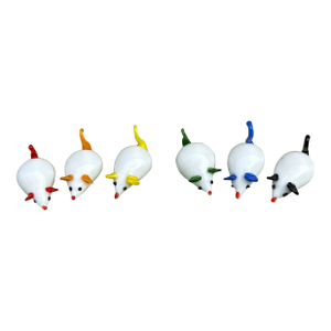 Vintage Collection of Rainbow Glass Blown Mice Figurines- Set of 6
