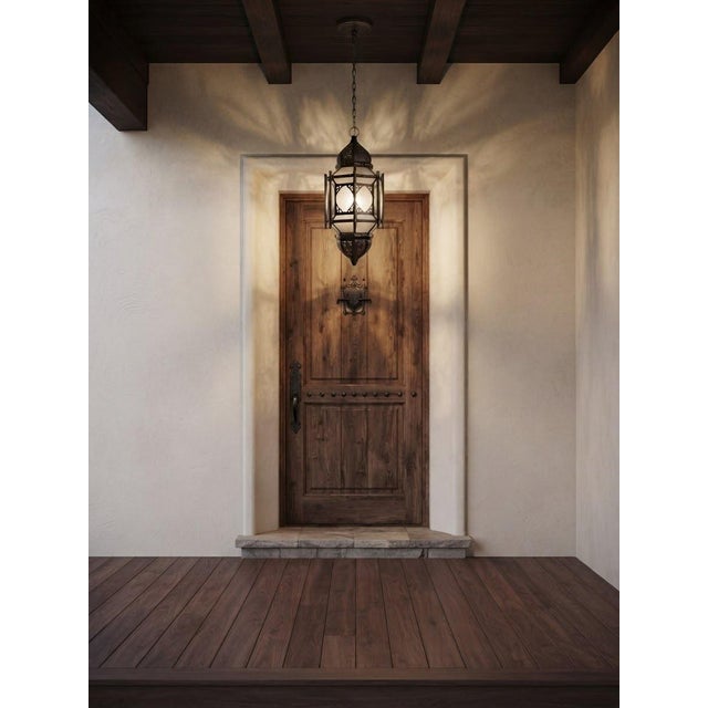 2020s Handmade Iron Lantern With Aged Bronze Finish & Frosted Glass For Sale - Image 5 of 5