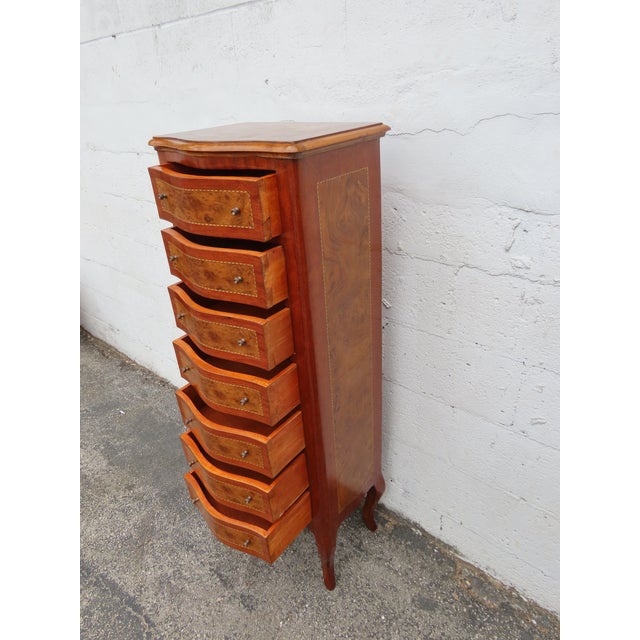 French Inlay Tall Narrow Lingerie Jewelry Chests a Pair 6317 For Sale - Image 12 of 18