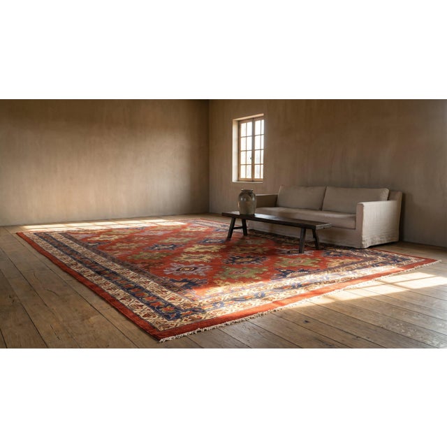 Incredible Antique Persian Malayer Rug With Allover-Geometric Pattern and Red-Raspebery Background Color For Sale - Image 9 of 9
