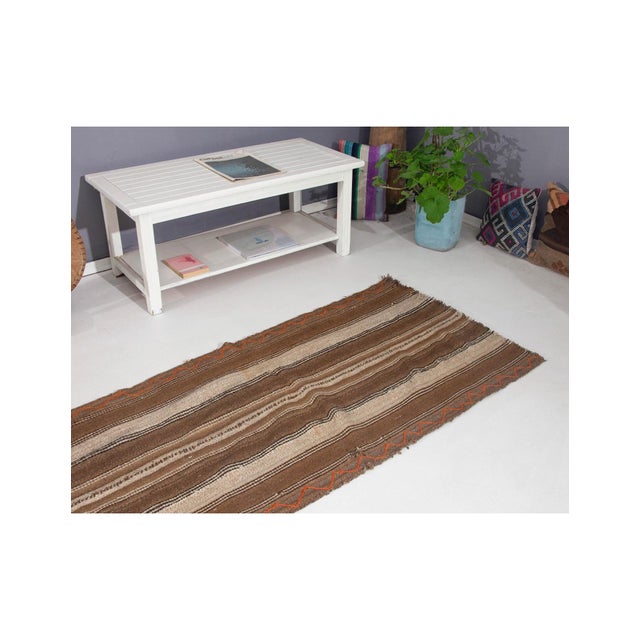 Brown Small Vintage Kilim Rug - 2`8" X 6`7" For Sale In Los Angeles - Image 6 of 6