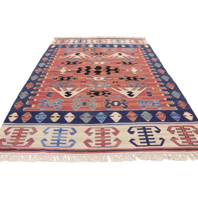 Tribal Vintage Persian Bijar Kilim Rug - 05'06 X 07'10 For Sale - Image 3 of 8