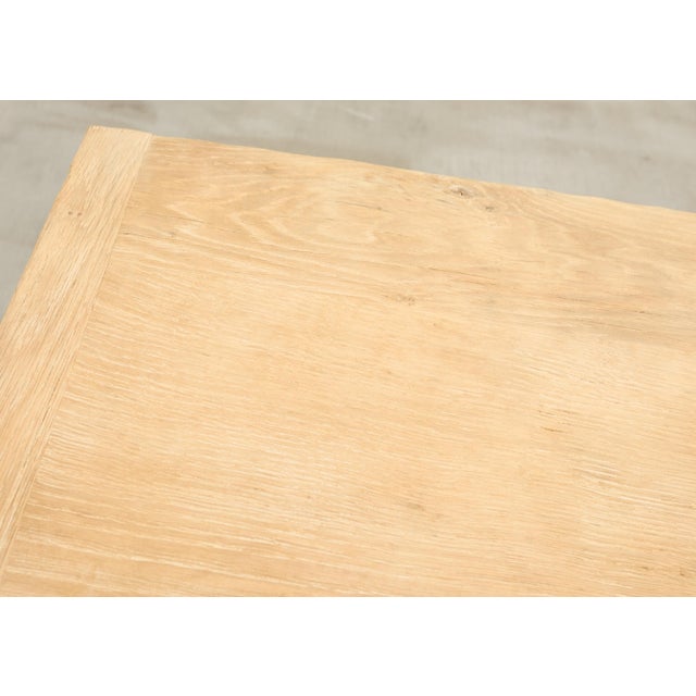 Country French Bleached Oak Farmhouse Trestle Dining Table 8 Ft For Sale - Image 15 of 18