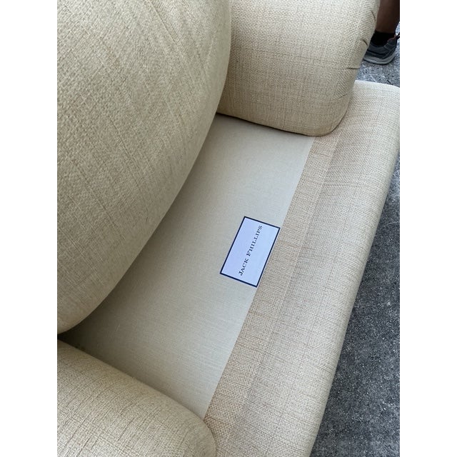 Light Yellow Vintage Jack Phillips Overstuffed Lounge Chairs With Bullion Trim - A Pair For Sale - Image 8 of 12