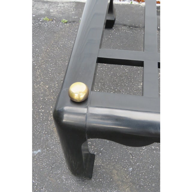 Hollywood Regency Black Painted Glass Top Coffee Table 1577 For Sale In Miami - Image 6 of 13