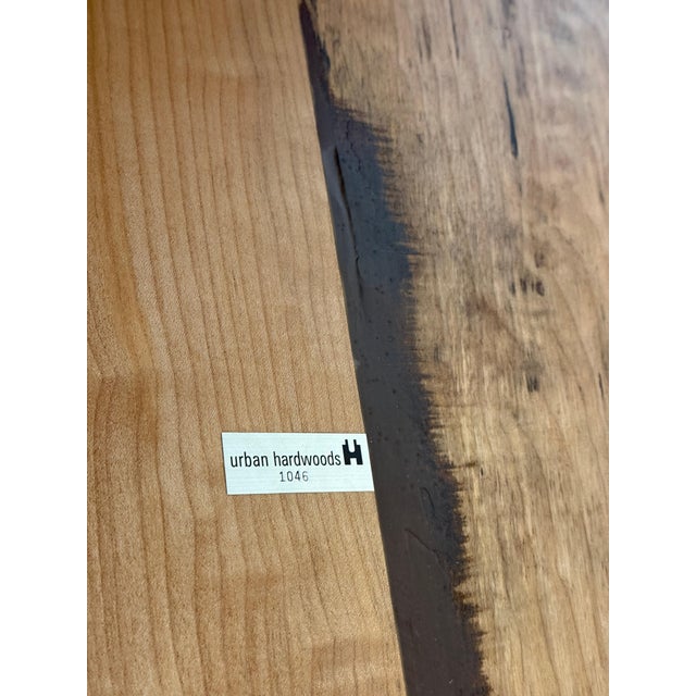 Beautiful English Elm Live Edge Dining Table with Butterflies For Sale - Image 9 of 17