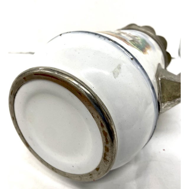 Charming Antique Chocolate Pot European Style Enamelware Castle Motif For Sale - Image 4 of 5