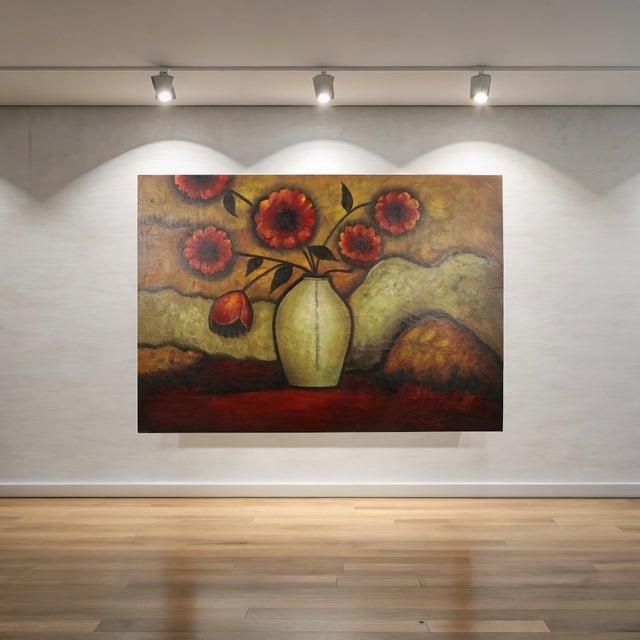 Uttermost Uttermost Floral Still Life Red Poppies in Vase Oil on Canvas For Sale - Image 4 of 9