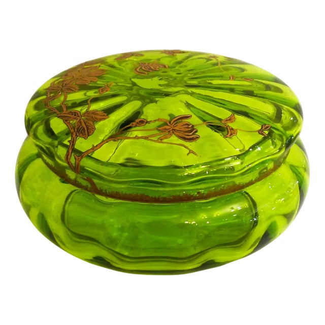 Antique Art Nouveau Candy Box in Blown Fluorescent Glass, 1890s For Sale