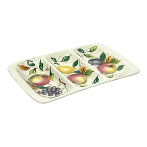 Whimsical Hand-Painted Compartmentalized Ceramic Serving Platter, Italy