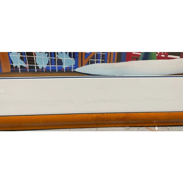 Original Wade Zahares 'Barnyard Chickens in Winter' Pastel Illustration Painting For Sale - Image 12 of 13