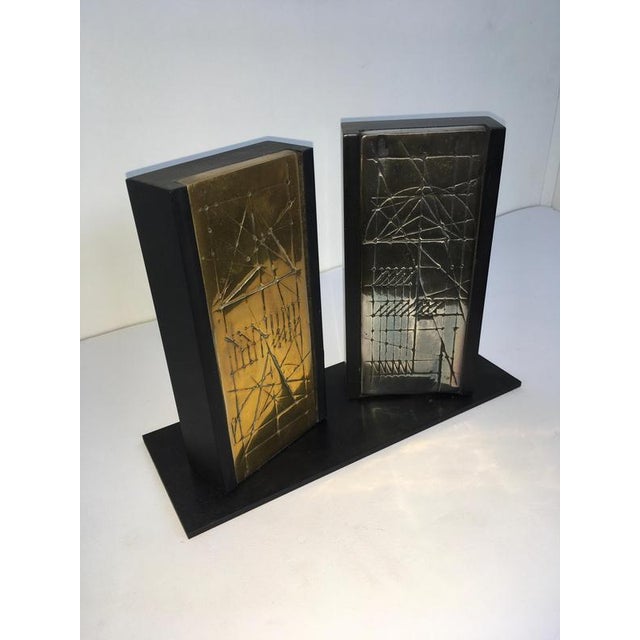 Metal Italian Bronze Abstract Sculptures by Walter Valentini, 1980, Set of 2 For Sale - Image 7 of 18