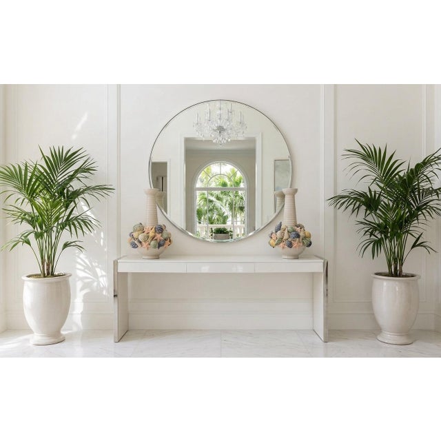 Off-white Pair of Exuberant Italian Coastal Ceramic Shell Vases For Sale - Image 8 of 10