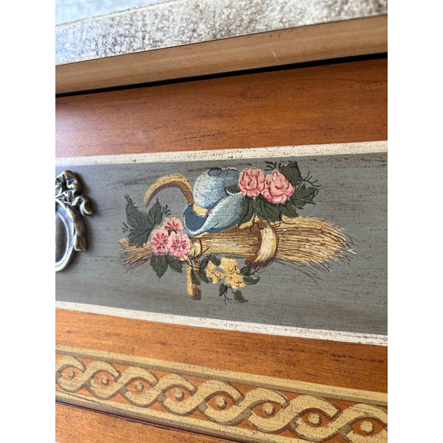 Drexel Vintage Drexel Heritage Hand-Painted Neoclassical Dresser With Faux Stone Top For Sale - Image 4 of 16