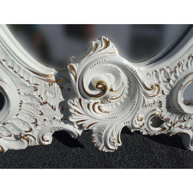 Vintage Capo Di Monte Italian White Floral Mirror 43"h For Sale - Image 11 of 13