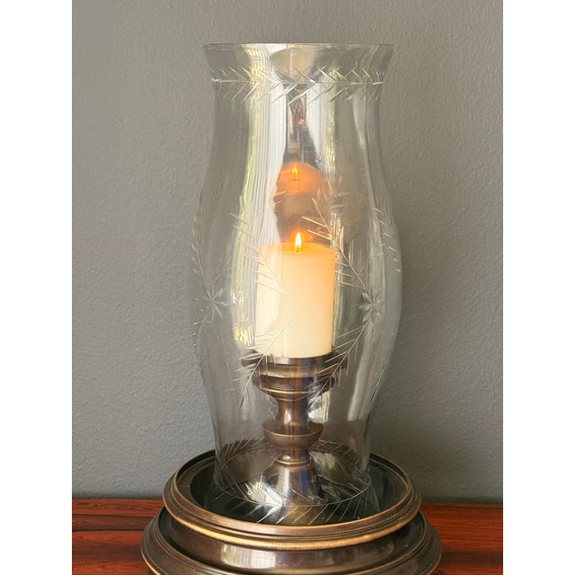 Mid-Century Modern 1970s Patinated Brass Hurricane Candle Holder by Chapman For Sale - Image 3 of 12