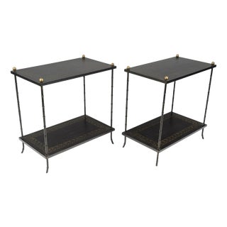 20th Century Gold-Plated Bamboo-Style Brass End Tables, Set of 2 For Sale