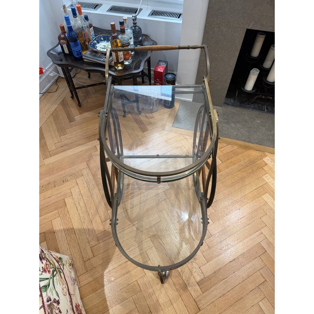 1930s Gorgeous Gold Antique Bar Cart With Wheels For Sale - Image 5 of 7