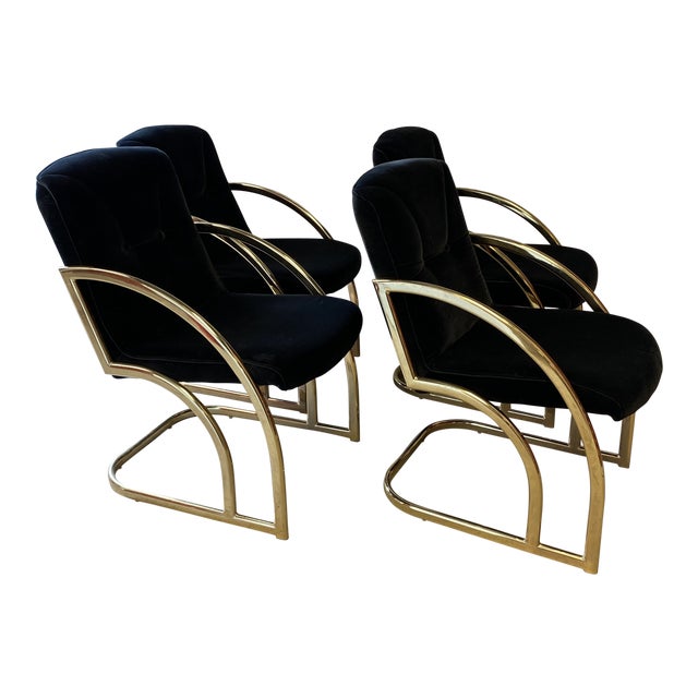 Vintage Bassett Mirror Co Dining Room Chairs With Black Velveteen