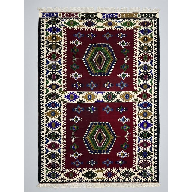 Arts & Crafts Rare Vintage Anatolian Aegean Kilim Rug (1980s) – 100% Hand-Spun Wool & Pure Vegetable Dyes For Sale - Image 3 of 6