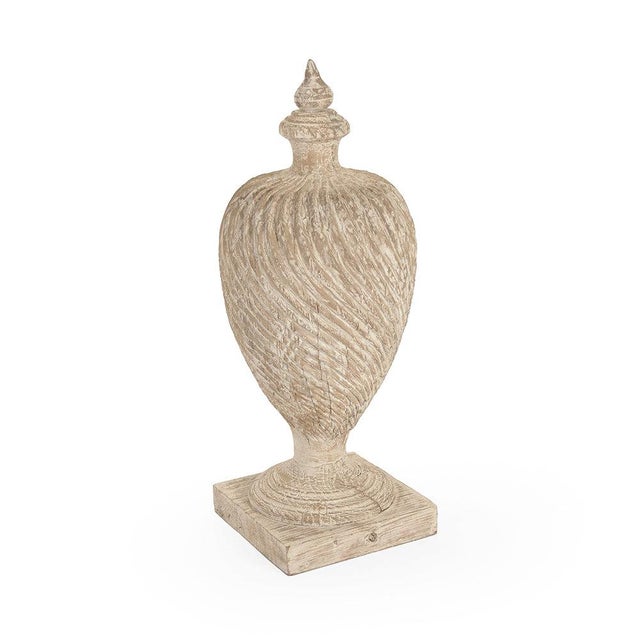 The Julius Wooden Urn (Antique White) from Zentique is a tall poplar wood urn in antique white with a classical turned...