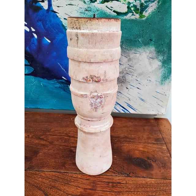 Pair of 19th Century French Provincial Turned Beech Wood Candlesticks For Sale - Image 10 of 12