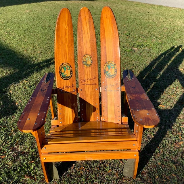 Tan 1950s One of a Kind, Dick Pope Jr Cypress Gardens Water Ski Adirondack Chairs Set of 2 For Sale - Image 8 of 11