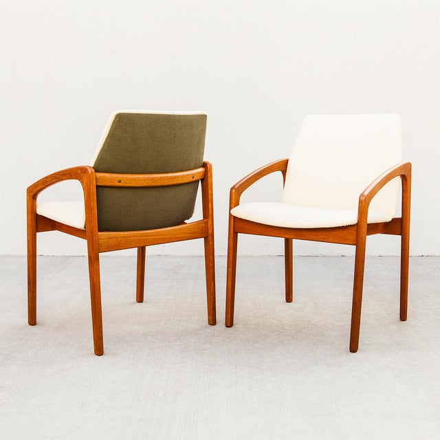 Restored 1970s Danish Modern Henning Kjaernulf Dining Chairs in Teak and Leather For Sale - Image 12 of 13