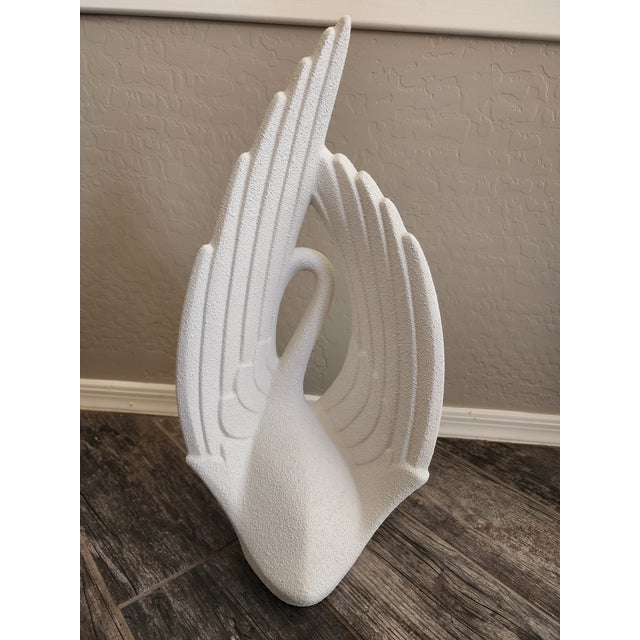 Royal Haeger 1980s Royal Haeger Art Deco Revival White Swan Sculpture For Sale - Image 4 of 7