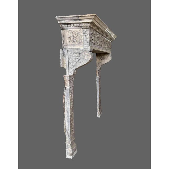 Renaissance Antique Italian Renaissance Style Marble Mantel For Sale - Image 3 of 13