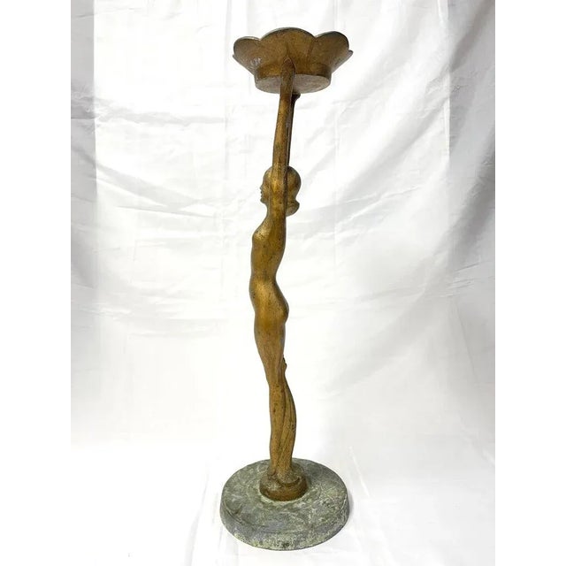 Metal Art Deco Nude Smoking Stand Signed Frankart For Sale - Image 7 of 12