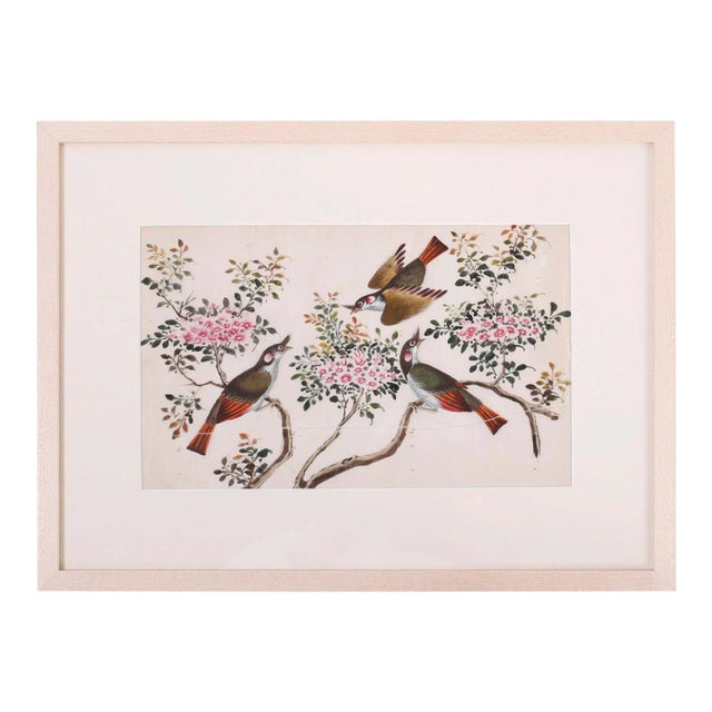 Antique Pith Painting of Birds For Sale