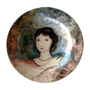 Italian Ceramic Art Pottery Plate by Domenico Purificato for Rossicone, 1980s