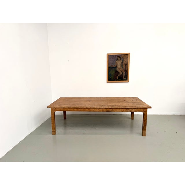 Large Brutalist Farmhouse Table in Oak, 1950s For Sale - Image 3 of 18