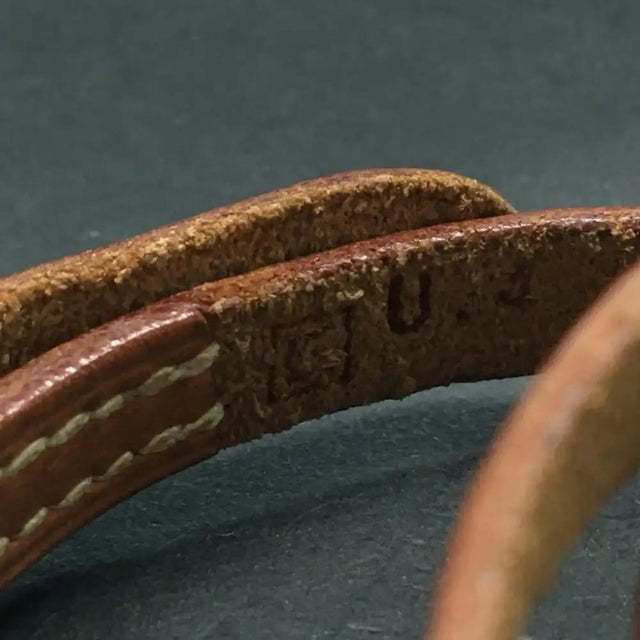 Animal Skin 1991 Triple Wrap Brown Leather Silver Tone Bracelet by Hermes For Sale - Image 7 of 11