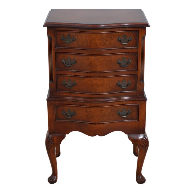 Vintage Small Size English Burl Wood Highboy For Sale