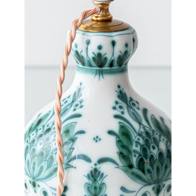 Delvert Teal Botanical Ceramic Table Lamp from Royal Delft, 1970 For Sale - Image 12 of 15