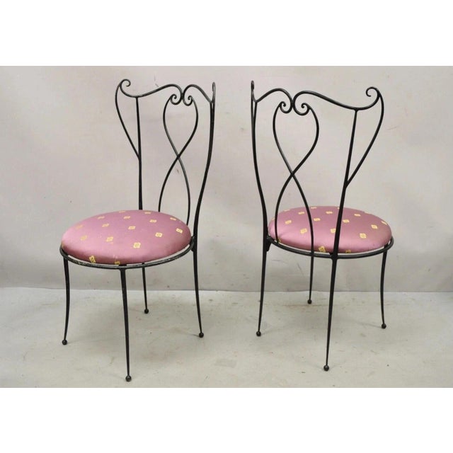 Mid 20th Century Salterini Style Mid Century Modern Scrolling Wrought Iron Side Chairs - A Pair For Sale - Image 10 of 12