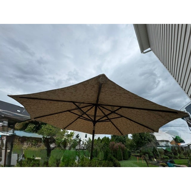 Brown Jordan Roma Table Frame and Weighted Umbrella Base With Canvas Umbrella For Sale In Philadelphia - Image 6 of 15