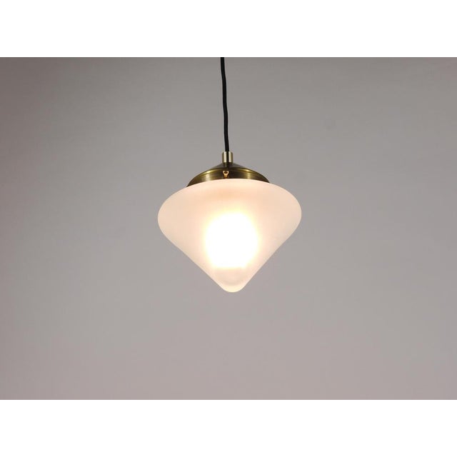 Art Deco Brass Pendant Light with Conical Glass Shades, Vienna, 1930s For Sale - Image 12 of 18