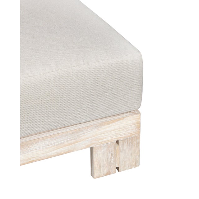 2020s Paradiso Outdoor Teak Natural Look Ottoman - Gray Fabric For Sale - Image 5 of 7