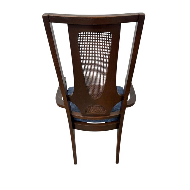 Broyhill Brasilia Mid-Century Modern Broyhill Brasilia II Walnut & Cane Dining Chairs - Set of 6 For Sale - Image 4 of 7