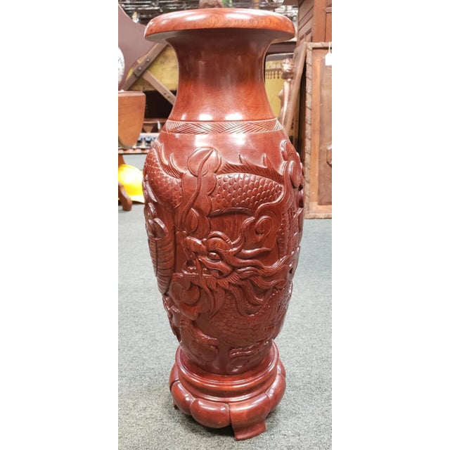 Up for sale is an Circa 1st Quarter 20th Century Chinese Phoebe Zhennan Wood Phoenix/Imperial Dragon Motif Vase! It...