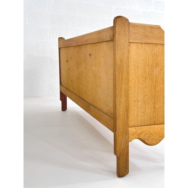 Oak Sideboard with Bronze and Leather Finishes by Guillerme et Chambron for Votre Maison, 1950s For Sale - Image 6 of 8