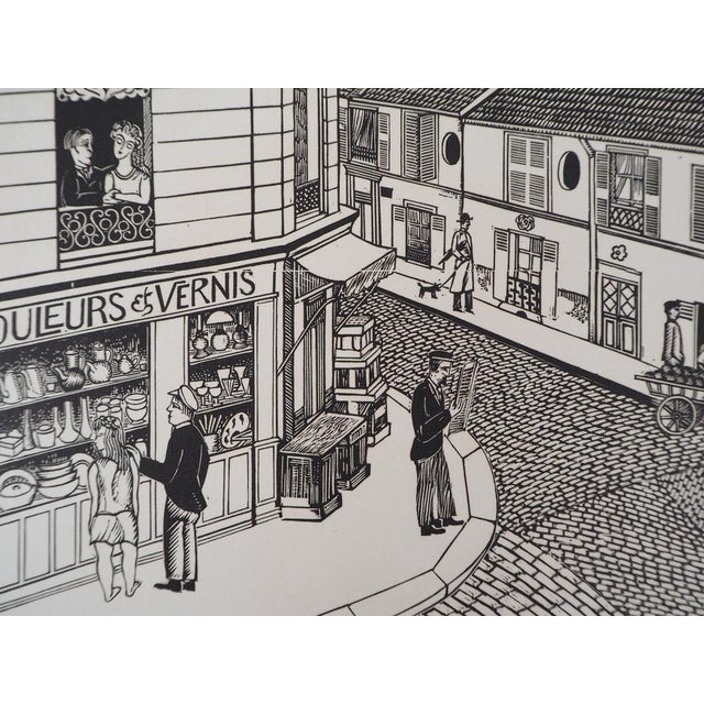 Théo Schmied, Paris: Le Génie de la Rue Hallé, 1928, Woodcut Print For Sale - Image 5 of 7