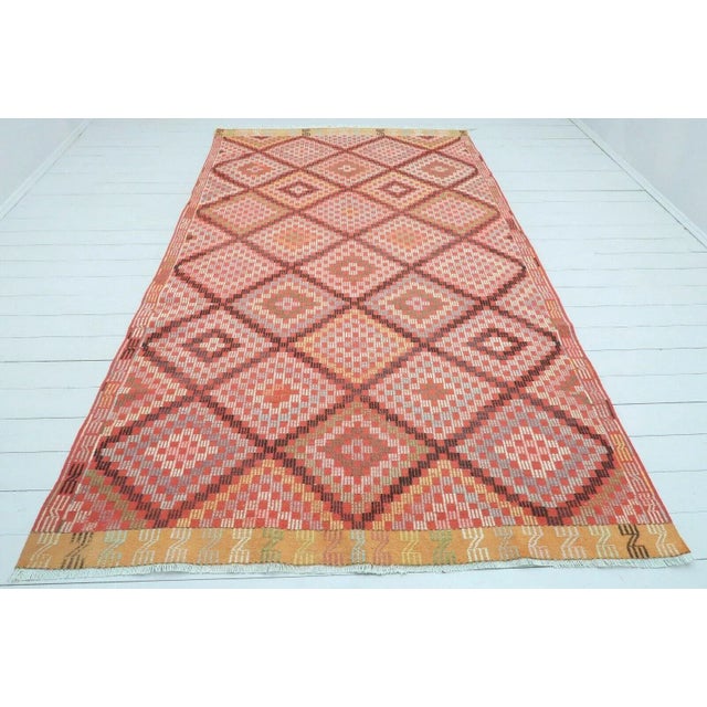 Vintage Diamond Turkish Kilim Rug - 69" X 121" For Sale - Image 13 of 13